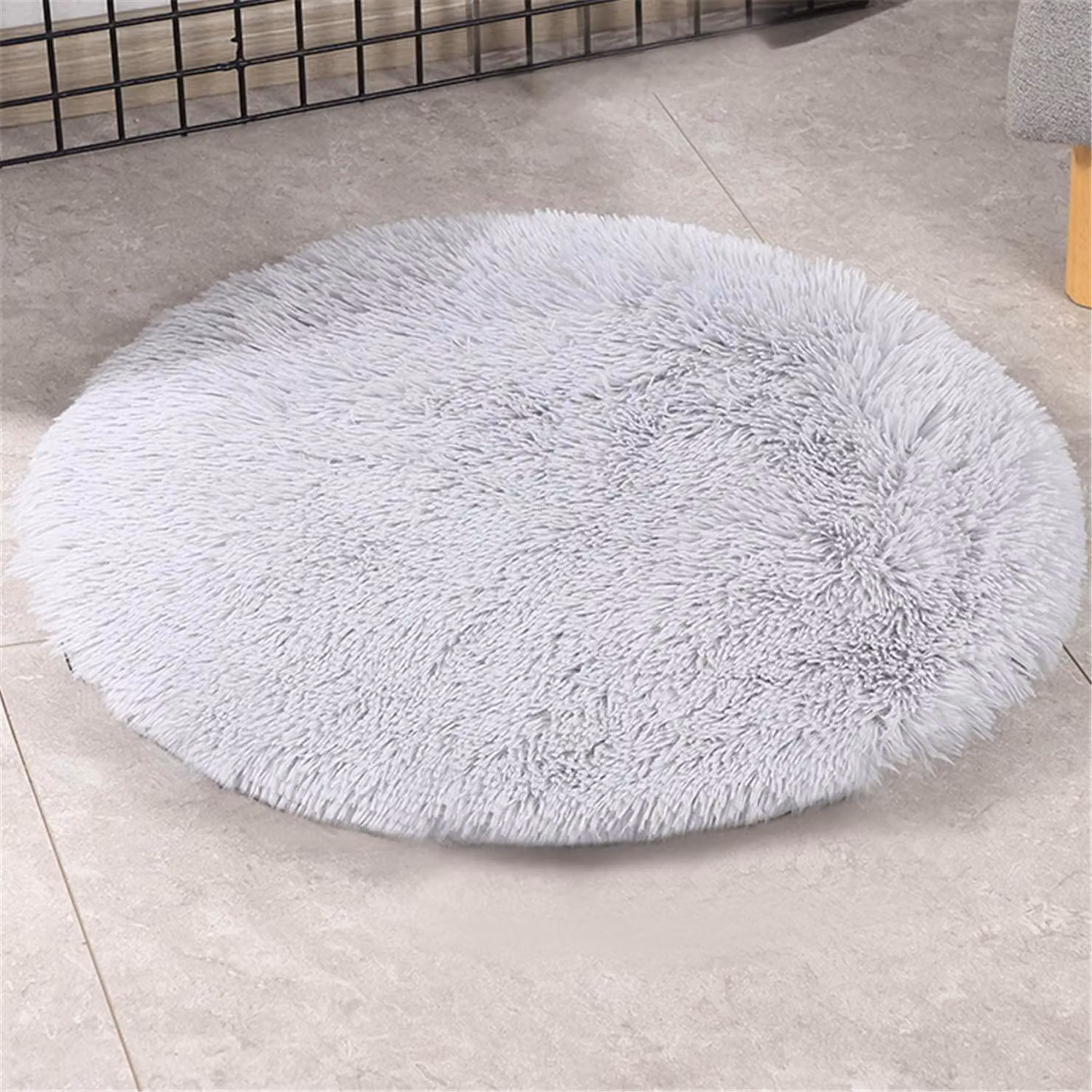 Tappetino per cani, cuccia per animali domestici, in morbido peluche, lavabile, color grigio chiaro, diametro 100 cm