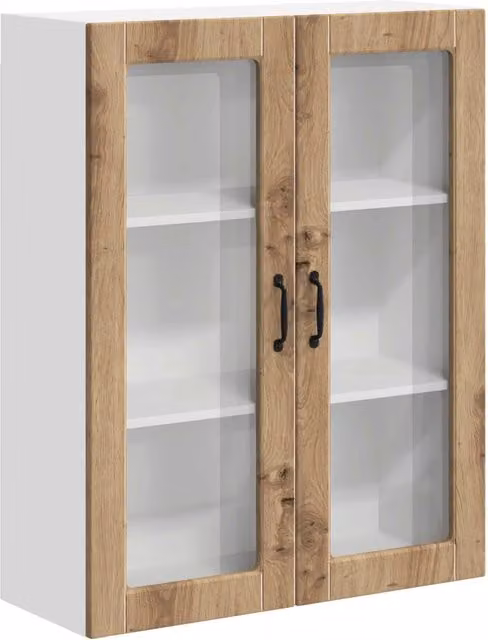 Pensile da cucina moderno LUCCA in legno e vetro marrone con ante in vetro e ripiani interni L 100 x H 80 x P 31 cm