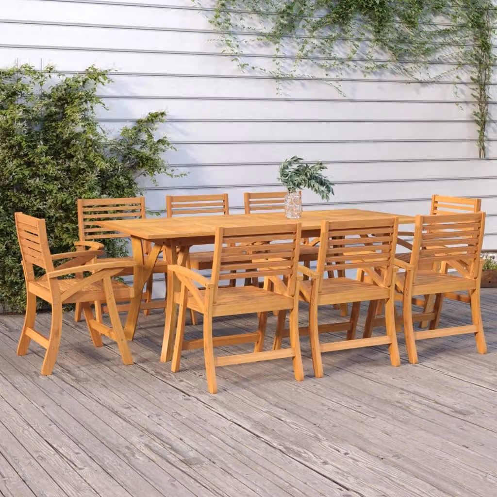 vidaXL Tavolo da Giardino Rettangolare in Legno di Acacia Marrone L: 200 cm, P: 90 cm, H: 75 cm
