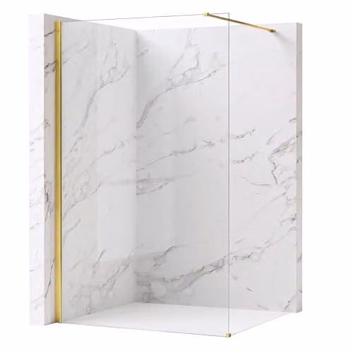 Rea - Parete Doccia Flexi, Gold 80, Walk-In Senza Piatto Doccia, Vetro Di Sicurezza Temperato Trasparente 8mm, 120 X 80 X 195 cm
