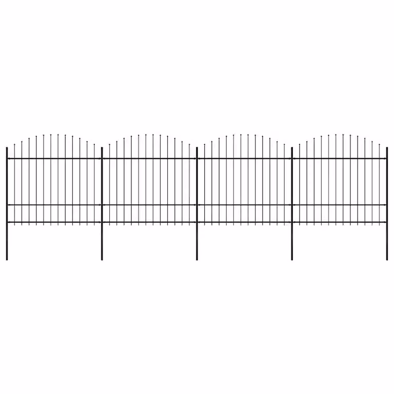 Recinzione da giardino con punta a lancia vidaXL in acciaio nero L: 671 cm, H: 175 cm