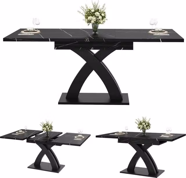 Isola cucina con tavolo allungabile 120-197 cm; ante scorrevoli stile fienile; bianca