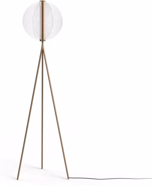 Stilnovo Papylia Lampada Piantana con Tripode in Metallo e Vetro Trasparente, Colore Bronzo e Oro
