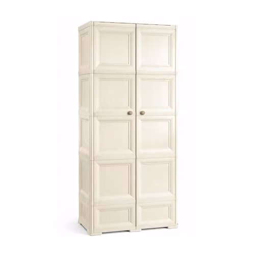 MA MAISON Armadio in Plastica 79 x 43 x 203 cm con 5 Moduli – Mobile Alto Contenitore Salvaspazio per Organizzazione Casa, Zona Living e Ingresso (Angora)
