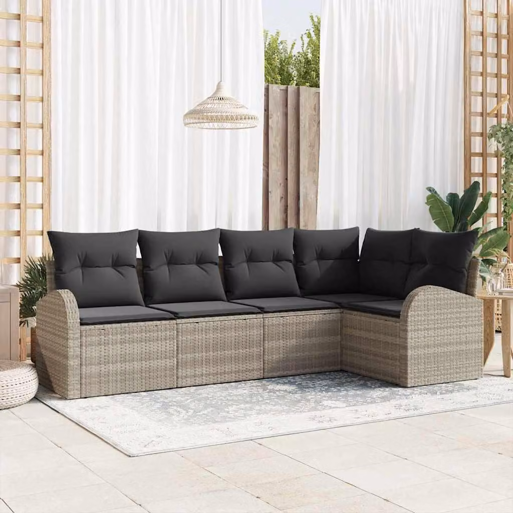 Maison Exclusive - Set Divano da Giardino 5 pcs Grigio chiaro polyrattan
