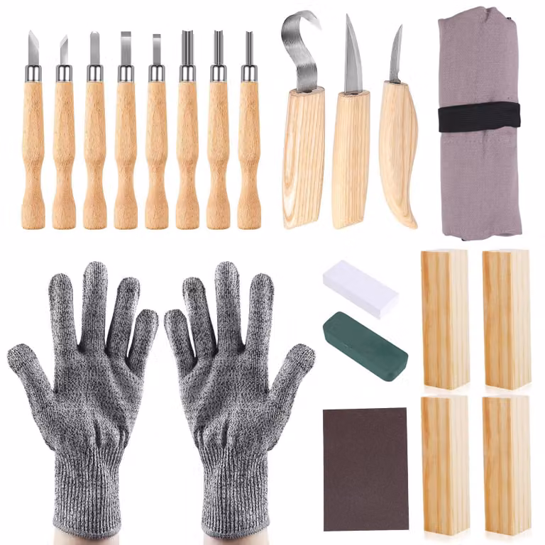Set di 21 utensili in legno, ideale per principianti e professionisti