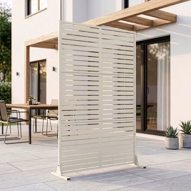Pannello Divisorio Nodepp da Esterno in Acciaio Zincato 180x120 cm Beige Aglio casa.pro