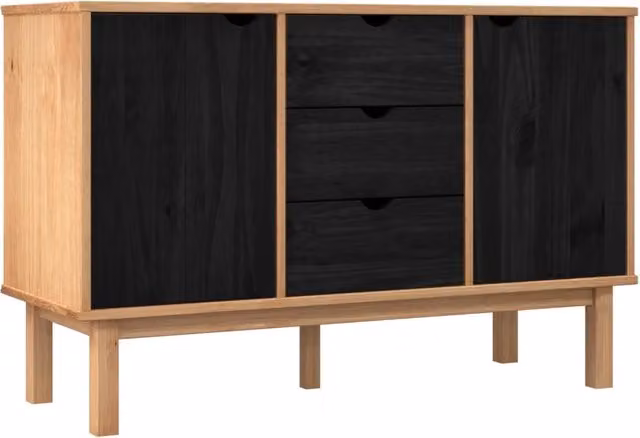Credenza Buffet OTTA in Legno Massello di Pino Nero L: 113,5 cm, P: 43 cm, H: 73 cm – 1