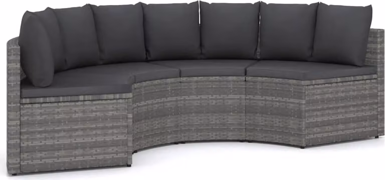 Set Divani da Giardino 4 pz con Cuscini in Polyrattan Grigio