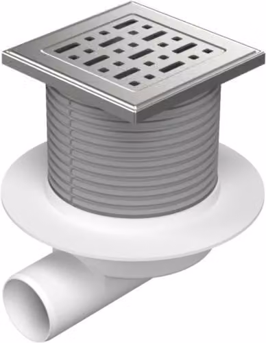 Scarico a pavimento laterale Chud?j D50, collare, telaio in acciaio inossidabile, griglia FACE F1 425 N L