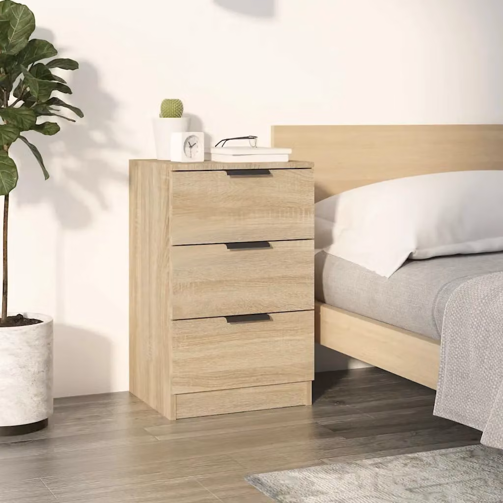 Comodino moderno vidaXL in legno Rovere Sonoma, sospeso a parete, L: 40 cm, P: 36 cm, H: 65 cm