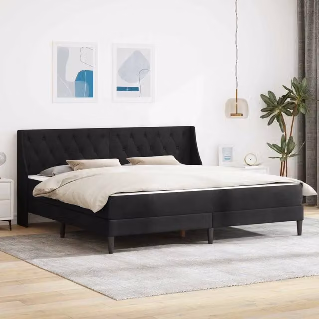 Struttura letto con materasso Nero 200 x 200 cm Velluto 3414823