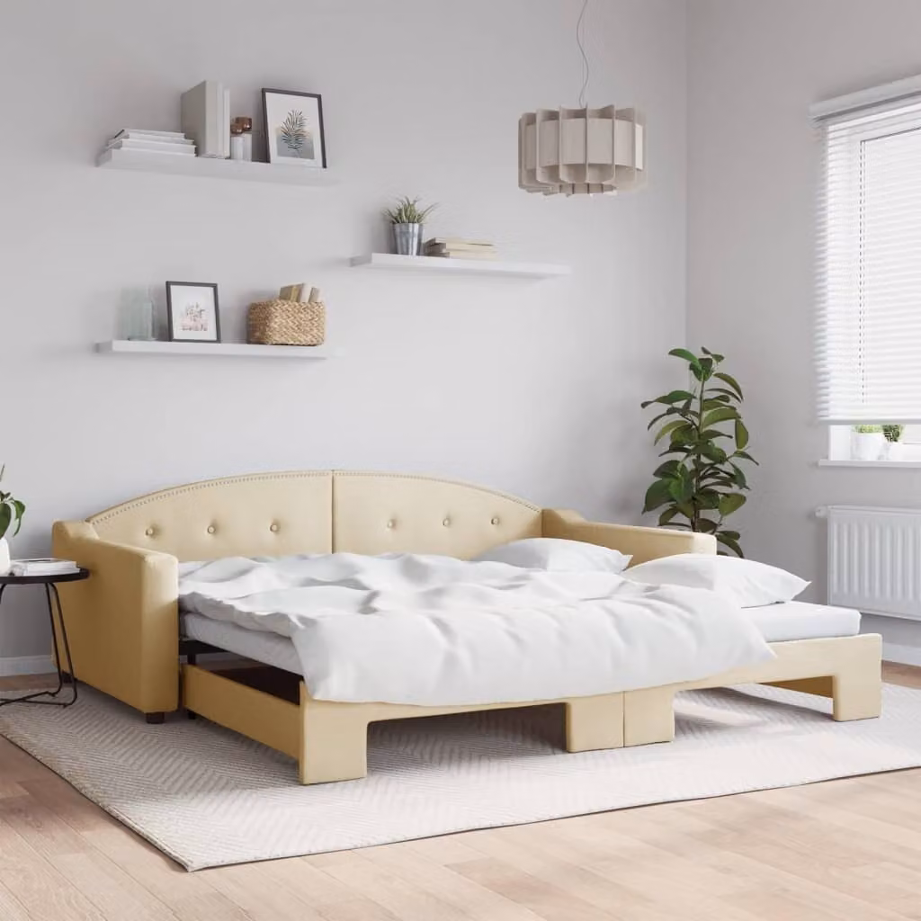 Maison Exclusive - Divano letto estraibile color crema 100x200 cm in tessuto