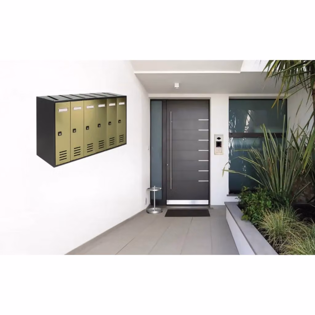 ALUBOX CUBO Cassette Postali Condominiali da 6 Posti in Lamiera Zincata, Colore Antracite con Sportelli Bronzo Antico, L/P/H: 38,5 x 63 x 25 cm – 2