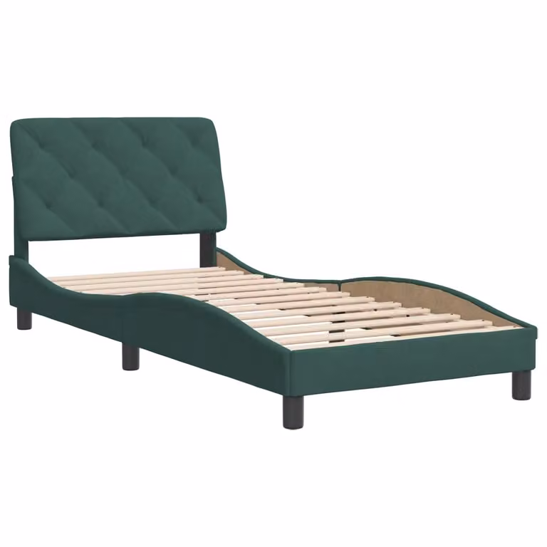 Giroletto senza Materasso Verde Scuro 80x200 cm in Velluto