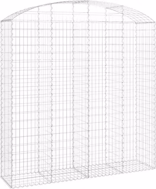 Cesto gabbione a muro di contenimento ad arco in ferro zincato argento L: 200 cm, P: 50 cm, H: 200/220 cm