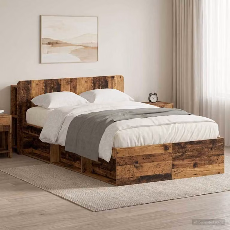 vidaXL Letto con cassetti in legno color marrone L 120 x P 200 cm
