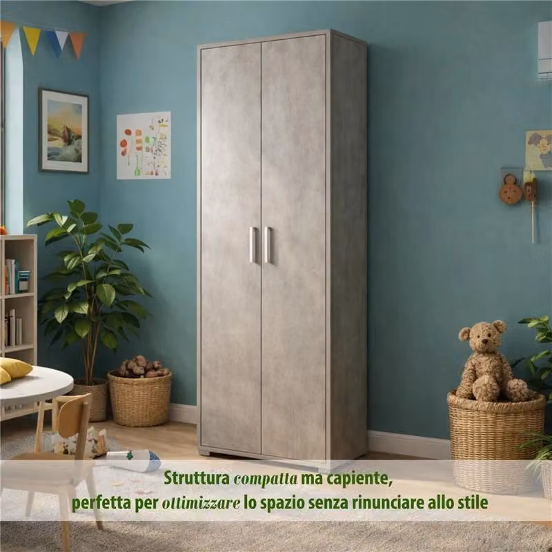 Armadio moderno con 2 ante in legno grigio opaco L/P/H: 71 x 41 x 199 cm – 2
