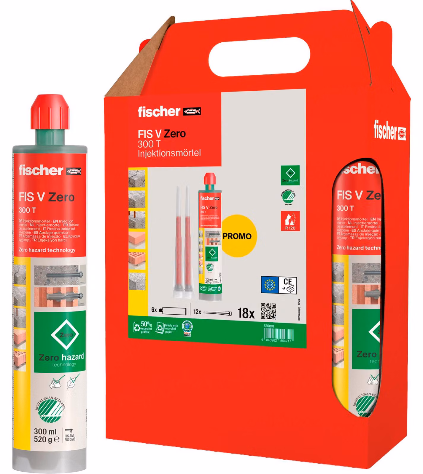 fischer 576810 Malta da iniezione FIS V Zero 300 T confezione da sei pezzi verde