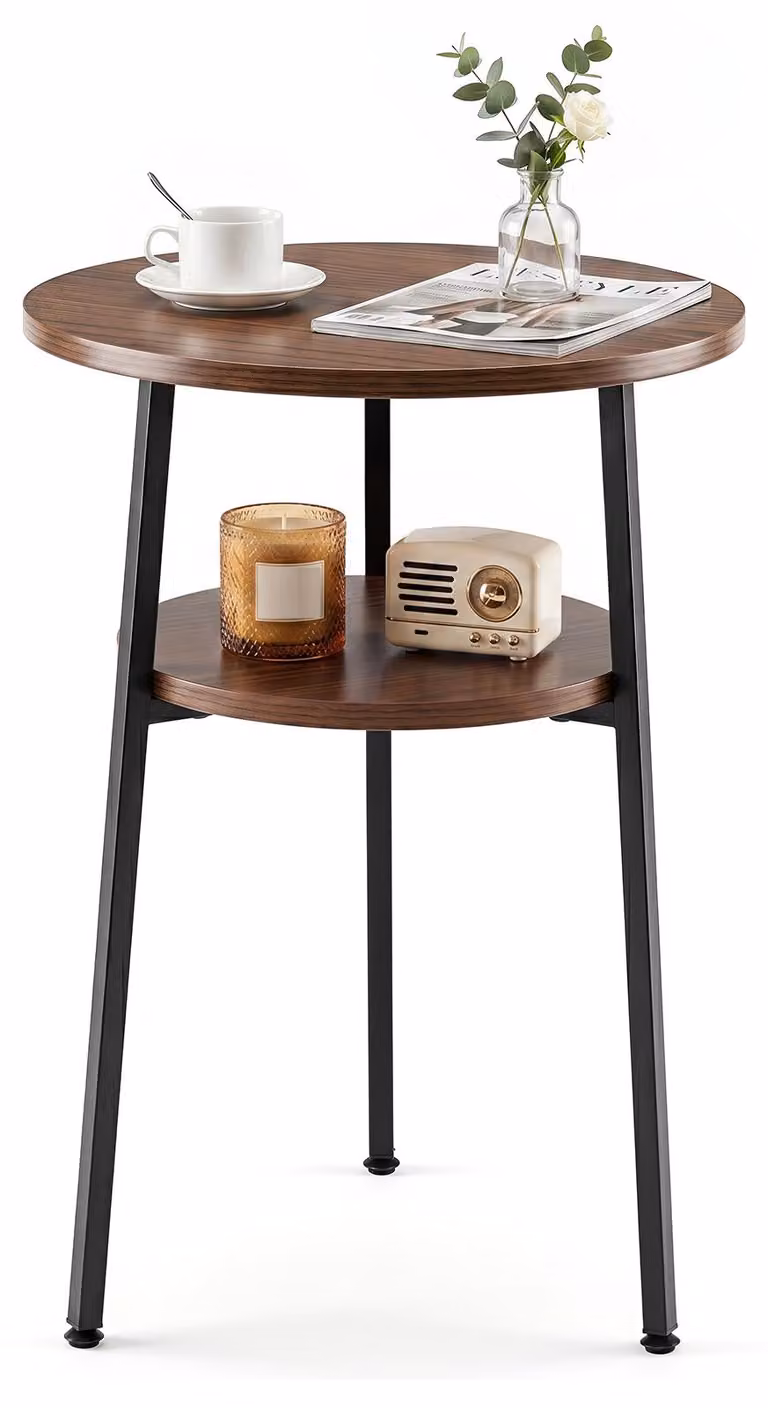 COSTWAY, tavolino da caffè rotondo, diametro 39 cm, tavolino ausiliario con 2 ripiani, design per il soggiorno, piccolo tavolino da divano, tavolino da caffè moderno per il soggiorno