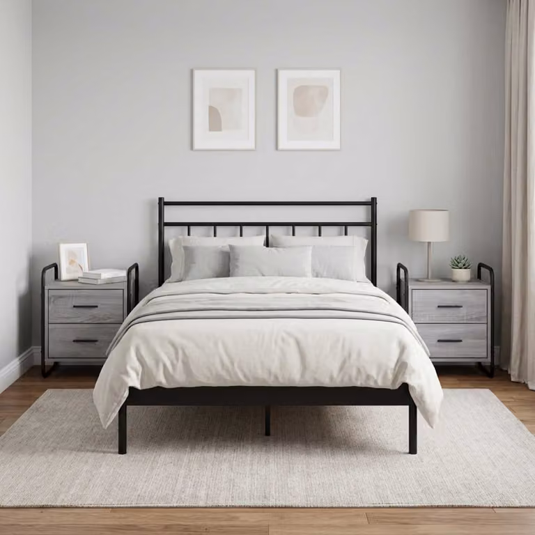 Set di 2 Mobiletti da Letto Appesi vidaXL Moderni in Colore Grigio e Nero, L 40 cm x P 30 cm x H 50 cm