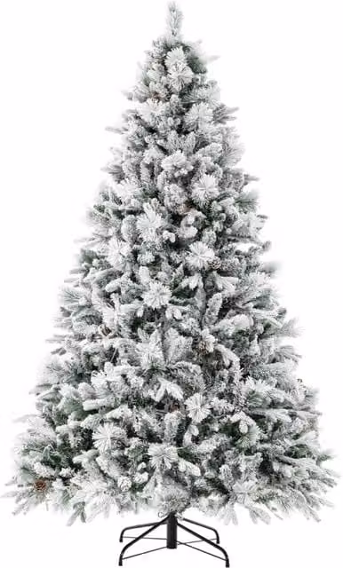 Albero di natale artificiale con rametti di PE PVC luci LED 8 modalit¨¤ di illuminazione, Albero decorativo da 210cm