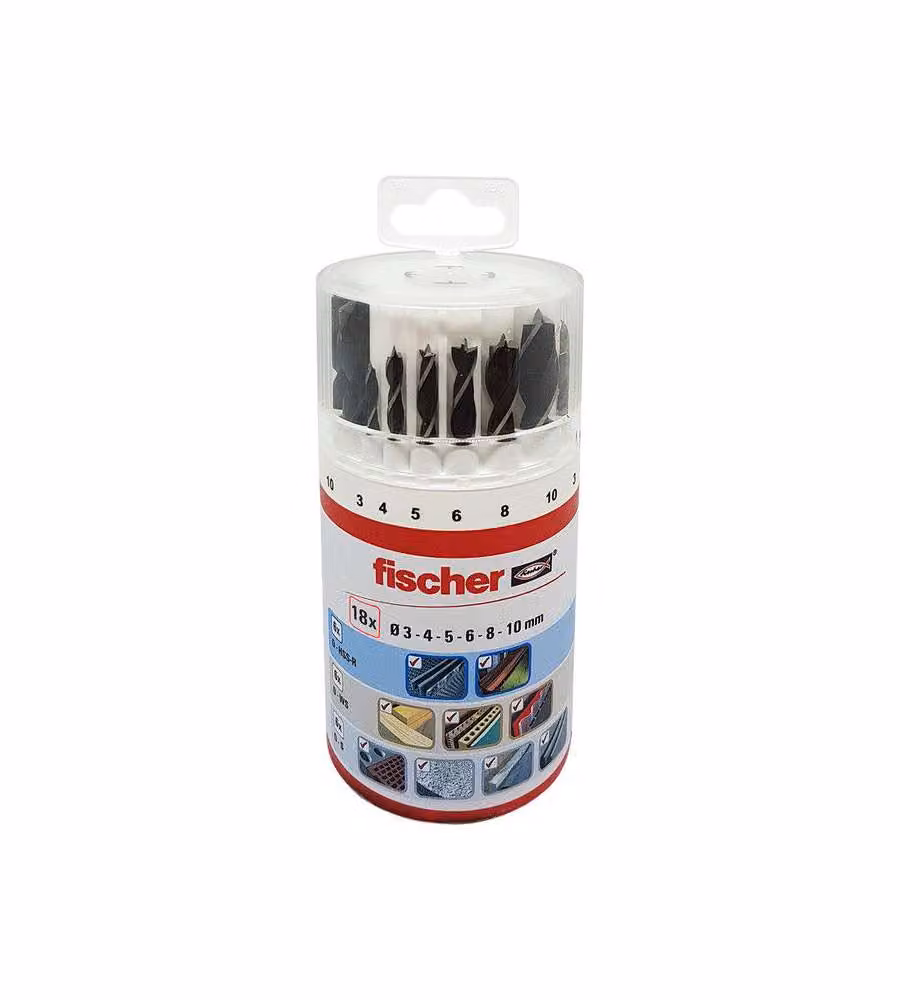 Fischer Set Punte Professionali 18 Pezzi 3-10mm per Trapano Acciaio
