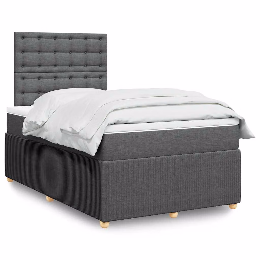 vidaXL Letto Ibrido con Materasso e Struttura Imbottita Grigio e Bianco L/P/H: 120 x 200 cm – 1