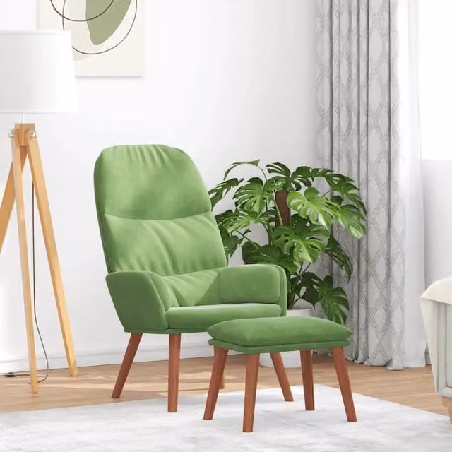 Poltrona Relax Reclinabile con Ottoman vidaXL in Velluto Verde – 1