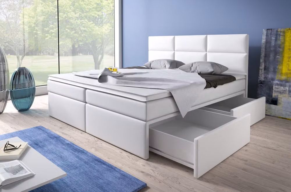 Boxspring Betten Bett Polster Kunstleder Designer Hotel Doppel Luxus Design