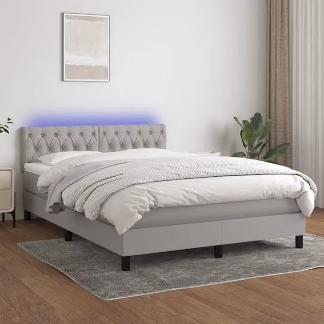 Letto Ibrido con Materasso e Illuminazione LED vidaXL Grigio Chiaro e Bianco L/P/H: 140 x 200 x 88 cm – 1