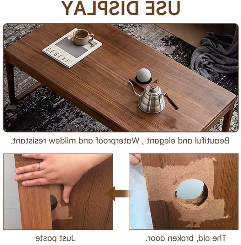 Nastro riparatore effetto legno, 15 cm x 4,57 m, per pavimenti, pareti e mobili - Motivo legno realistico (marrone)