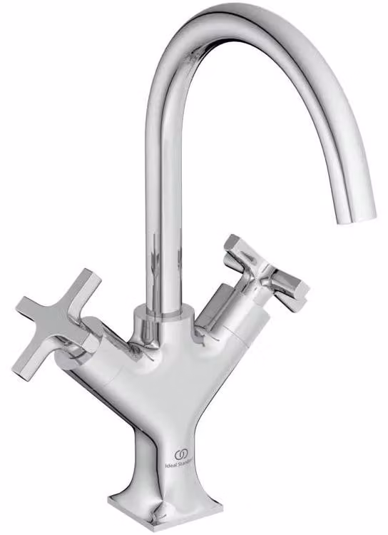 Miscelatore a due maniglie per lavabo JOY NEO cross size con scarico a scomparsa cromo con scarico a scomparsa cromo
