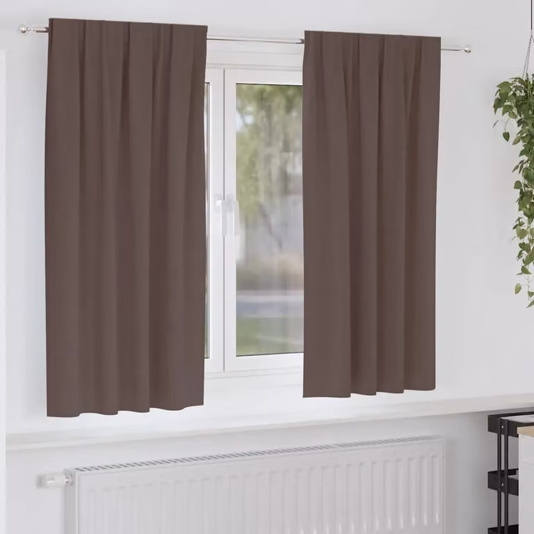Set di 2 tende blackout vidaXL con anelli in poliestere, colore marrone, H 175 x L 140 cm