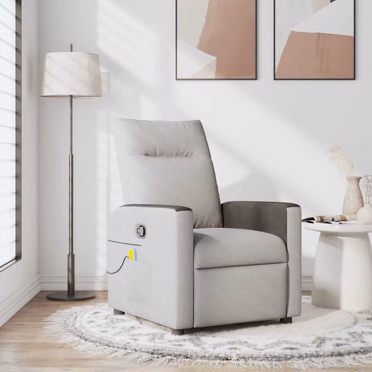 vidaXL Poltrona Reclinabile Relax in Tessuto Grigio e Nero con Braccioli