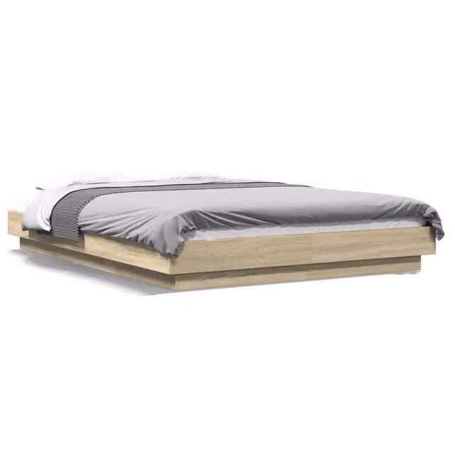Letto matrimoniale moderno in legno multistrato color rovere, L 140 x P 200 cm