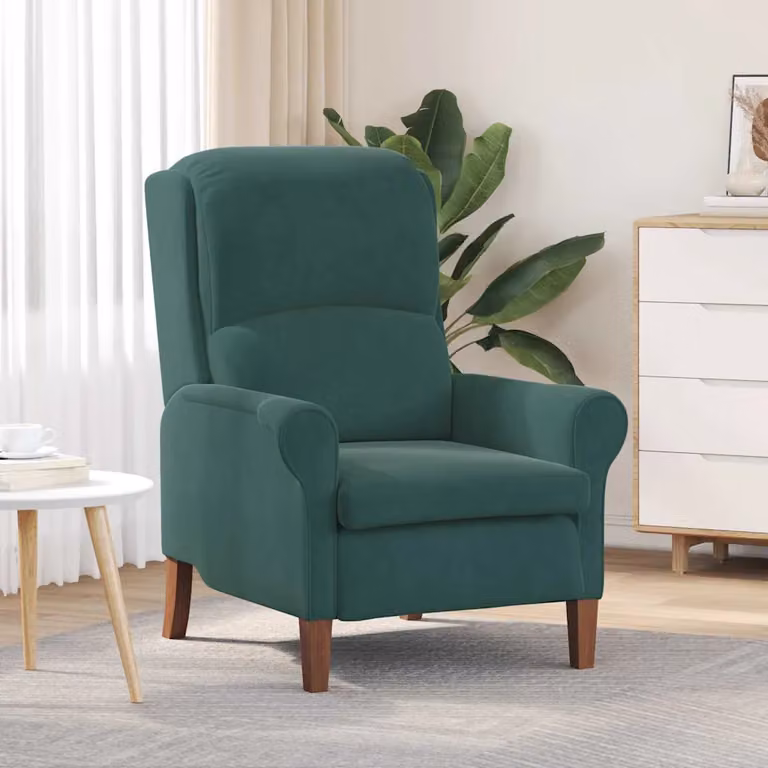 Poltrona moderna vidaXL in velluto verde con braccioli, L: 76 cm, P: 94 cm, H: 102 cm