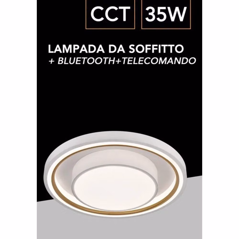 Plafoniera LED Trade Shop PN-31-3C Bianca con Telecomando e App Bluetooth, 35W, 3 Colori Luce Dimmerabile – 2
