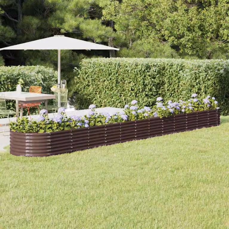 Letto rialzato da giardino vidaXL in acciaio zincato marrone L: 512 cm, P: 80 cm, H: 36 cm