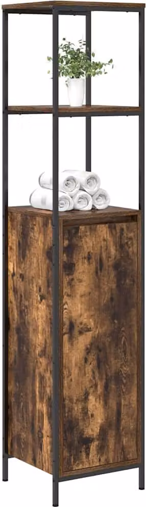 Mobile da Bagno con Ripiani Rovere Fumo 36x35x165 cm
