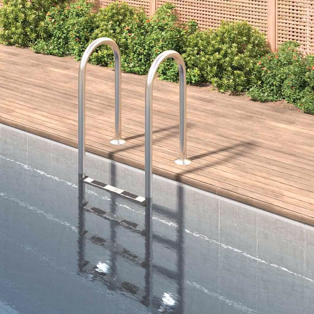 vidaXL Scala per Piscina in Acciaio Inox 304 Color Argento L/P/H: 54 x 38 x 184,5 cm – 1