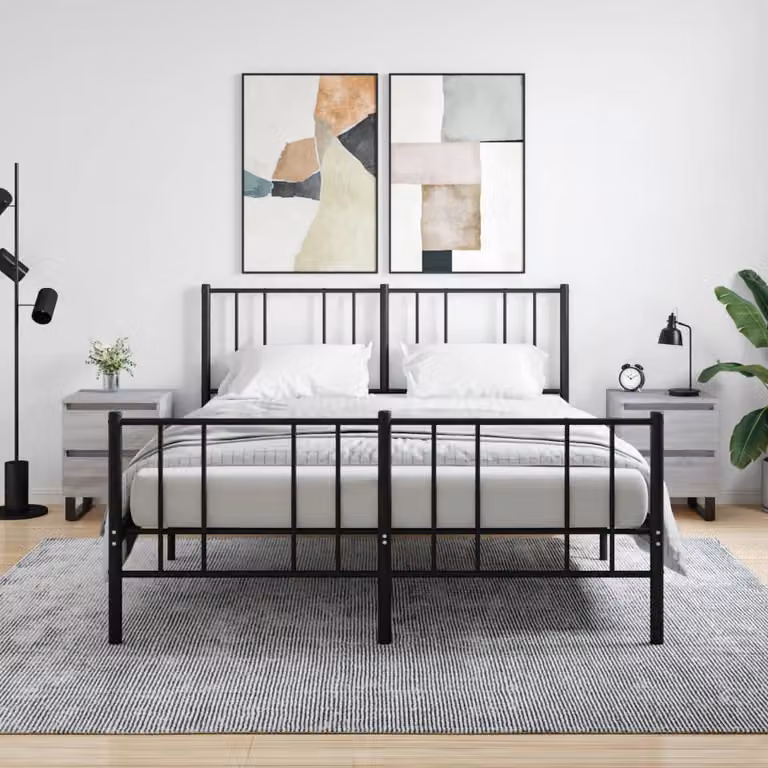 Set di 2 comodini sospesi vidaXL in legno e metallo, colore grigio, L 40 cm x P 35 cm x H 50 cm