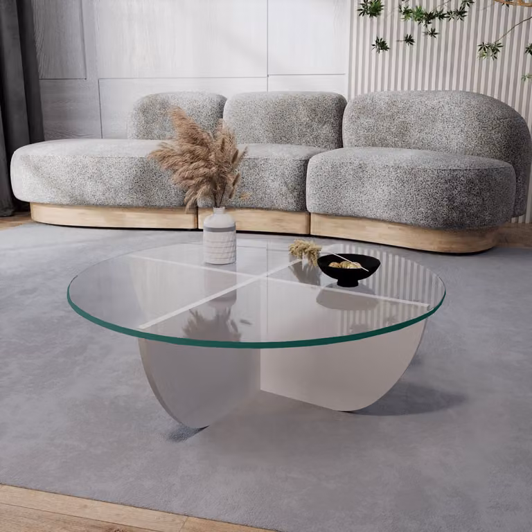 Skye Decor, Lily - White, tavolino, bianco, 100 % vetro temperato, 90 x 90 x 30 cm