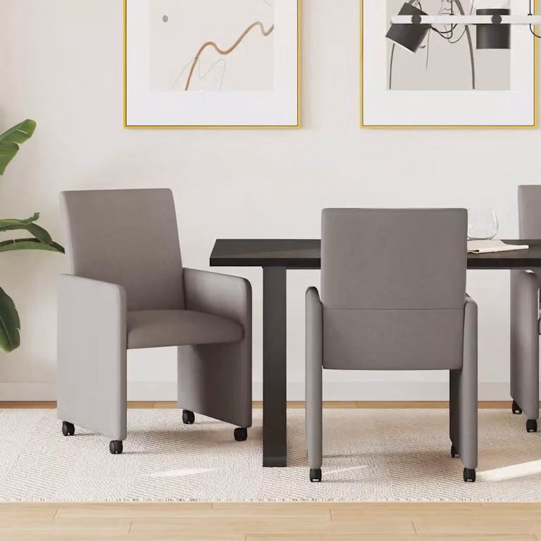 Set di 2 sedie da pranzo vidaXL con ruote e braccioli in tessuto, L/P/H: 57 x 66 x 94 cm