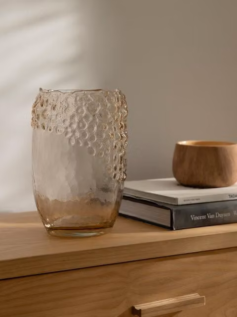 Vaso in vetro grigio con finitura smaltata Kenay Home, diametro: 22,5 cm, altezza: 15 cm