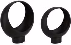 Set di 2 porta vasi con base rialzata in acciaio KEYRA Nero