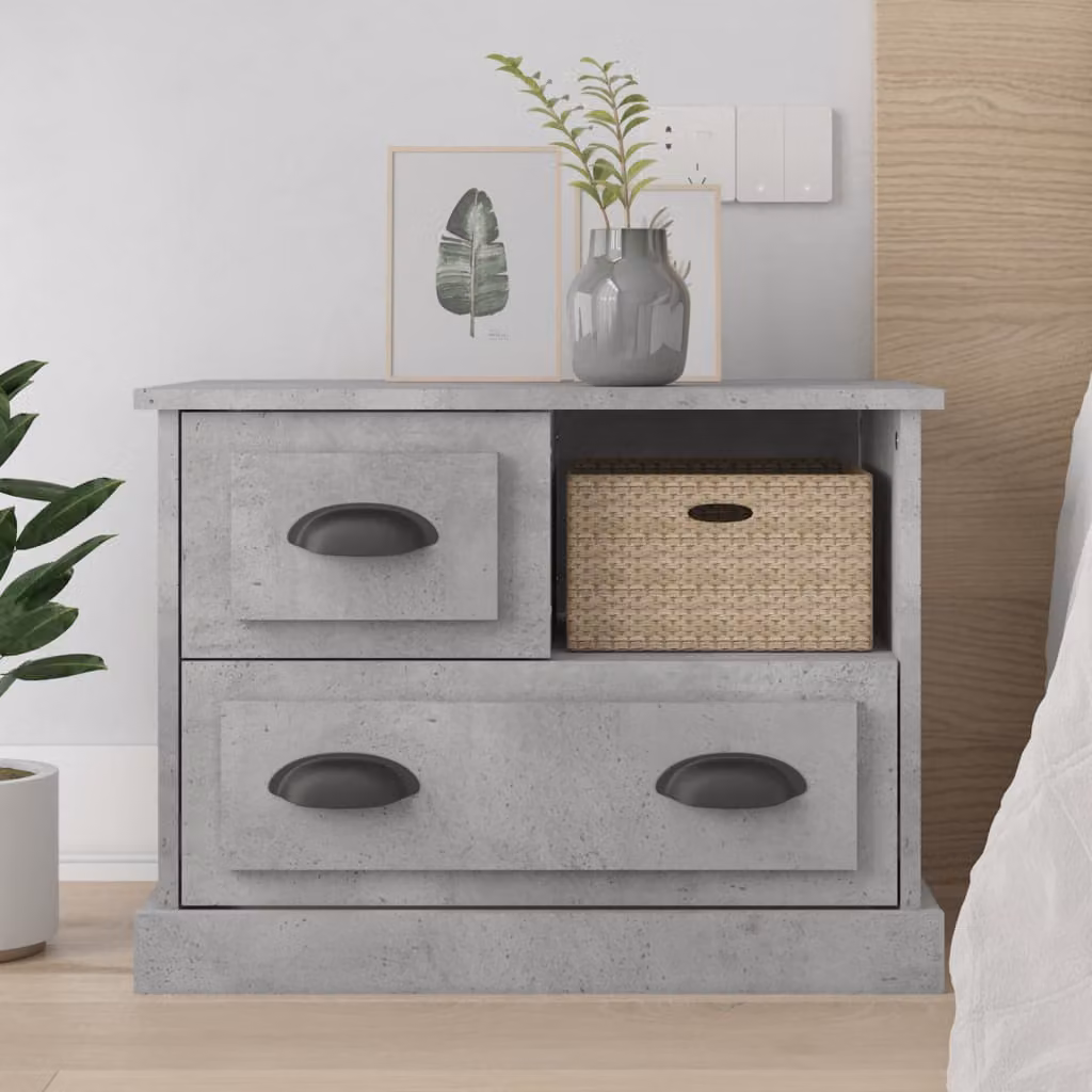 Comodino moderno vidaXL in legno e MDF grigio L: 60 cm, P: 39 cm, H: 45 cm