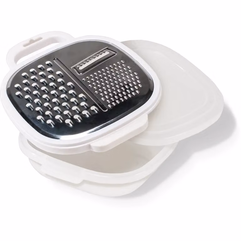 Grattugia con contenitore e lame in acciaio inox Gusto Casa, colore bianco, H 6,5 x L 22 x P 20 cm
