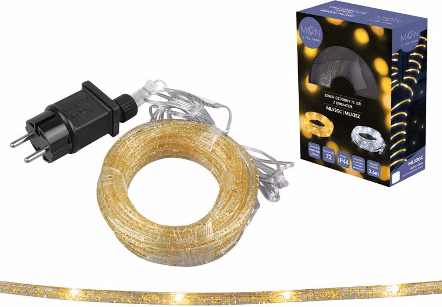 Illuminazione natalizia luci di stringa Moon In The Room 72 LED stringa con glitter oro lampade Bianco caldo