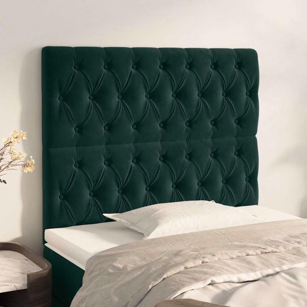 Testiera per letto vidaXL in velluto verde scuro con struttura in legno